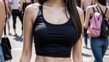 black tank top and white shorts at the carnival