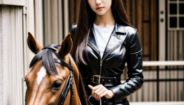 closeup on horse wearing black leather