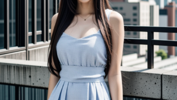 polka dot dress on the roof