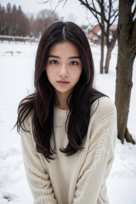 white sweater in the winter