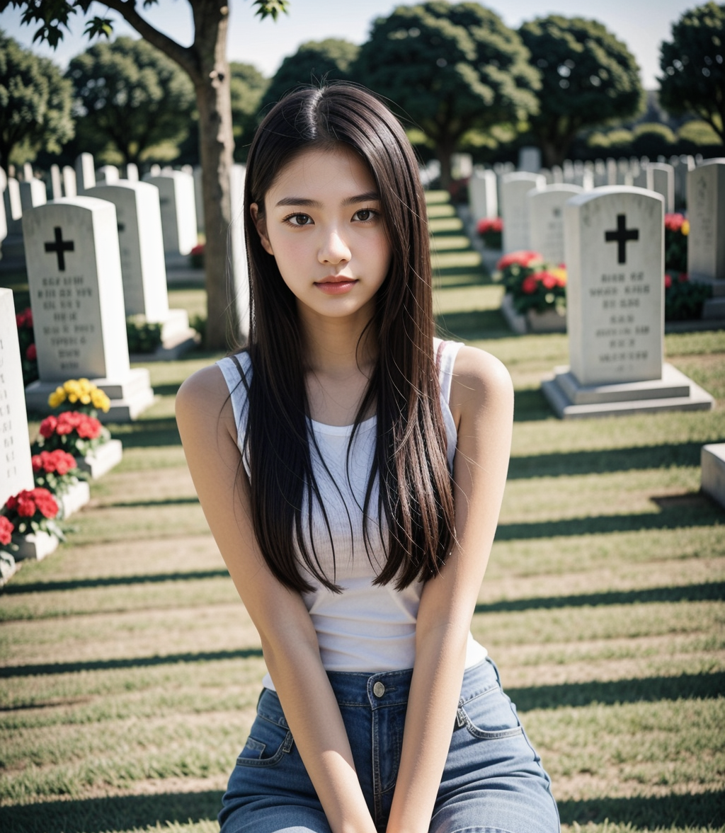 praying at the cemetery