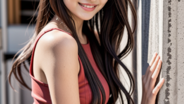 red dress on brick wall