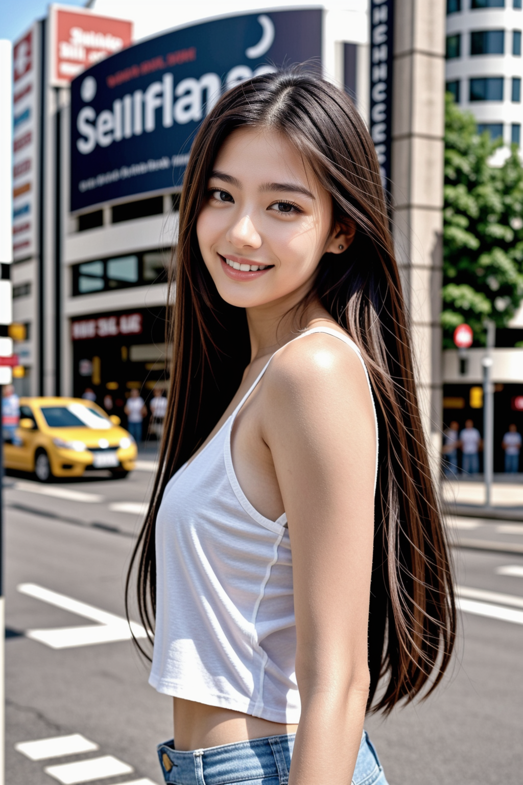 white tank top and a smile