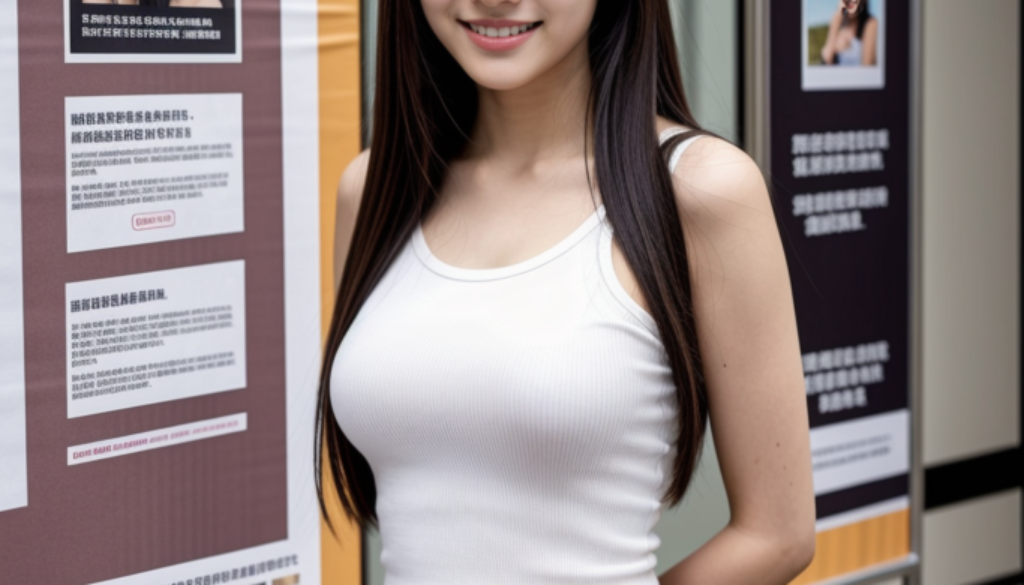 white tank top and poster on wall