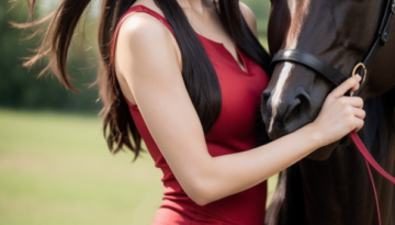 red dress and horse